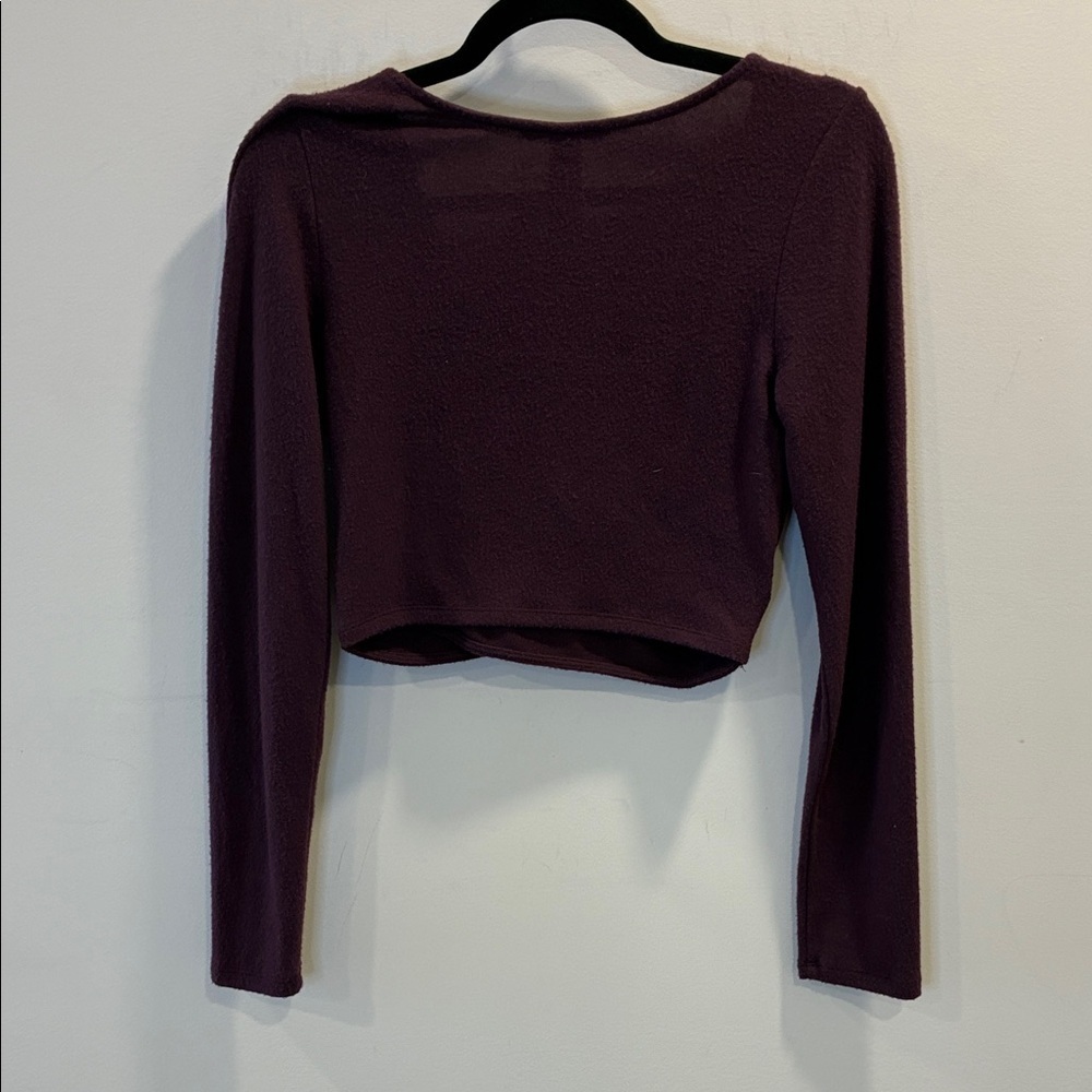 Victoria’s Secret Long Sleeve Wrap Lounge Crop Top NWT Plum Purple M - Picture 5 of 5